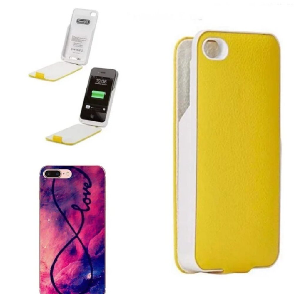 iPhone 4 & 4s Love Infinity Tie-Dye Case & Yellow & White Invicta Charging Case